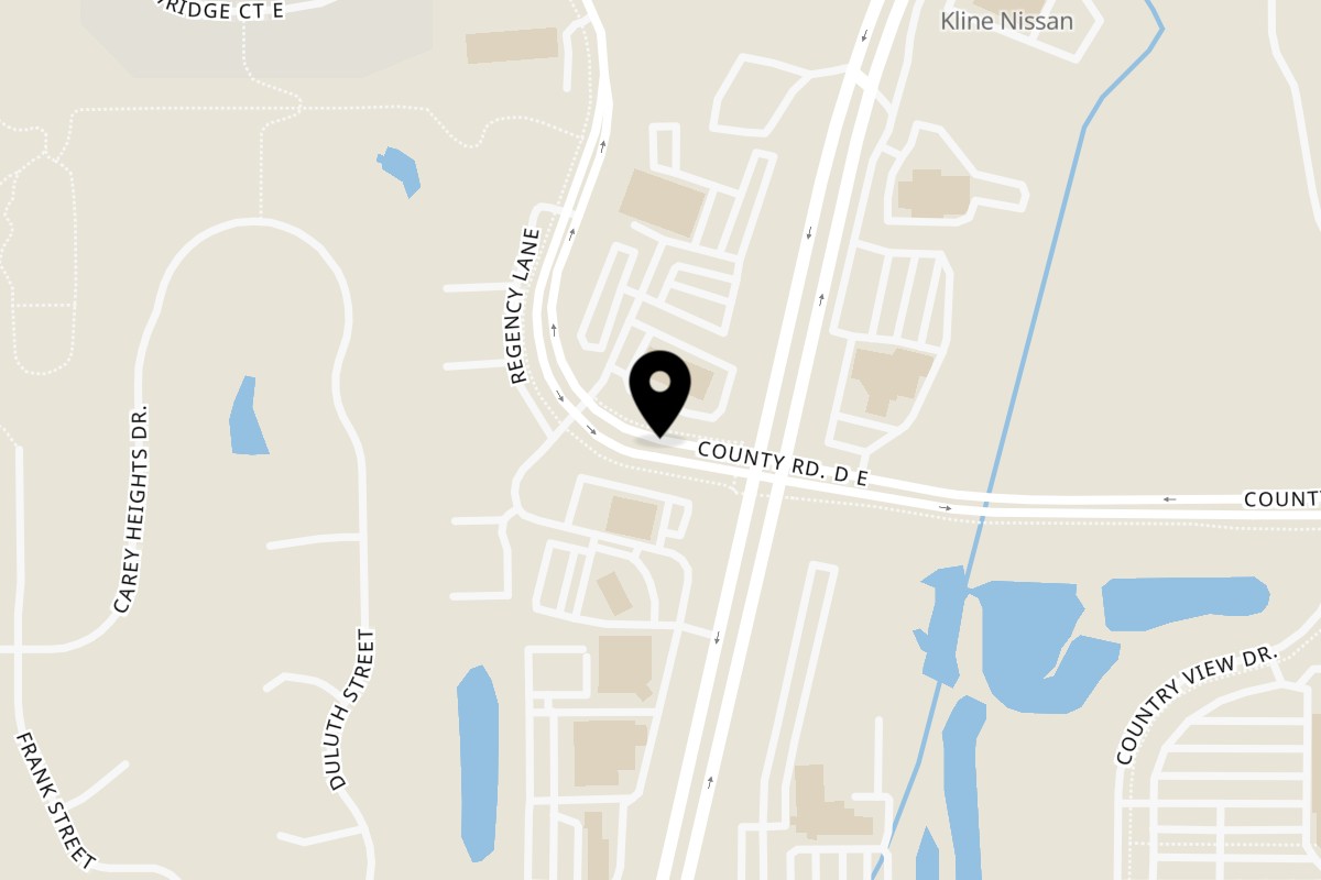 Map showing the location of The Taco Shop Maplewood on 1275 County Rd D E Suite 105 in Maplewood